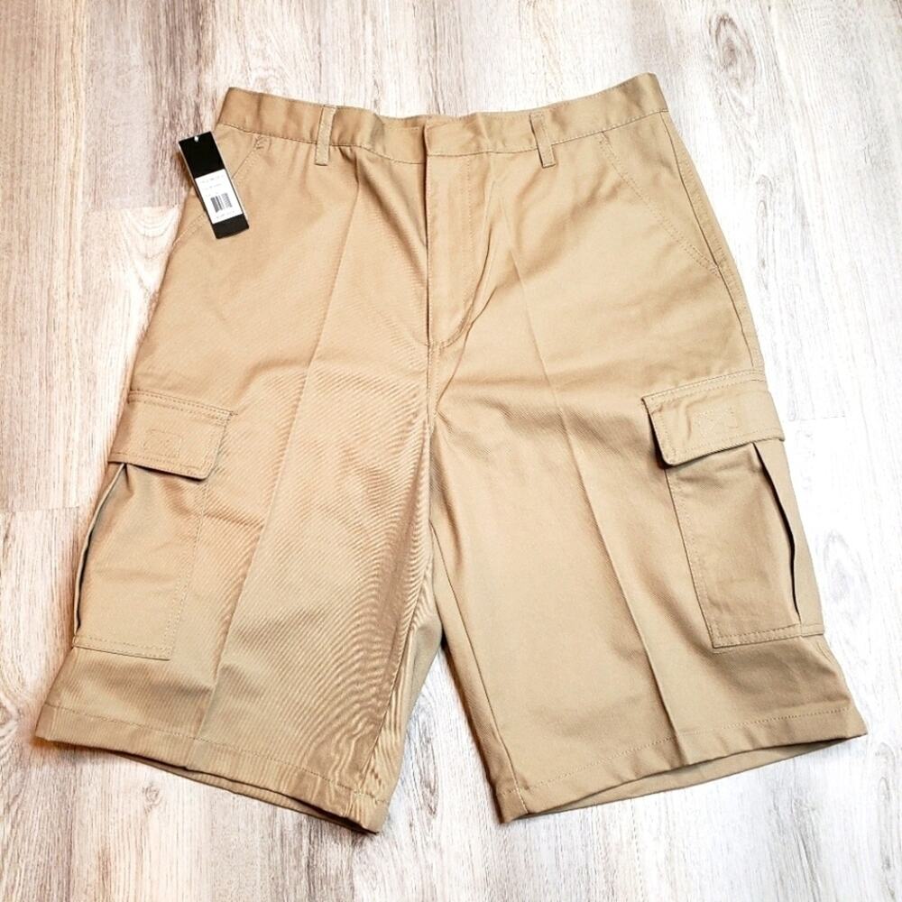 Khaki Cargo Shorts 32" Waist, 12" Inseam - Galaxy by Harvick NEW